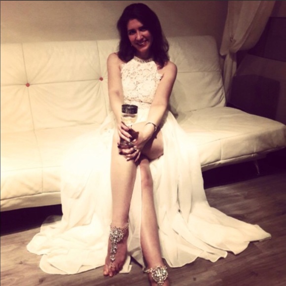 New~ White Prom Long Dress - Picture 3 of 4